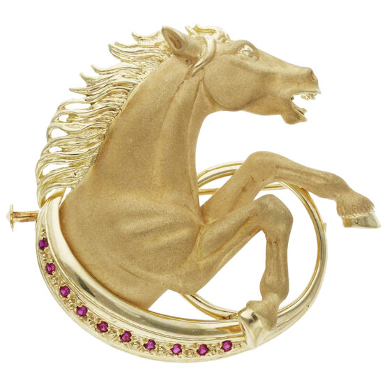 Broche y colgante caballo de Oro amarillo