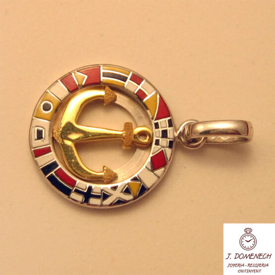 Colgante de oro blanco con esmalte - Imagen 2