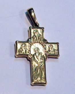 Cruz de oro amarillo estilo retablo