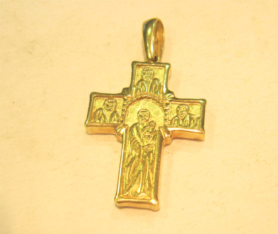 Cruz de oro amarillo estilo retablo - Imagen 6
