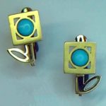 Pendientes de Oro amarillo con turquesa