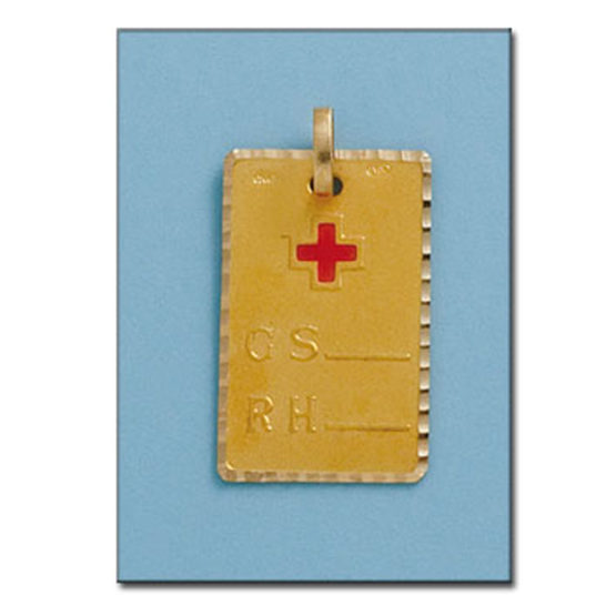 Placa de Oro amarillo de grupo sanguineo PL-103