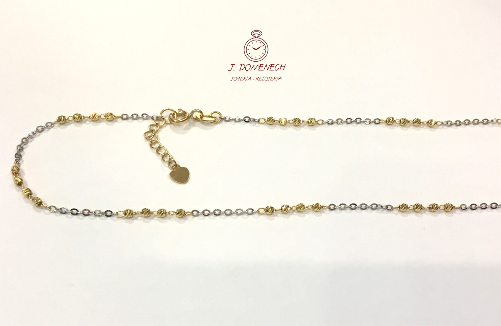 Cadena de Oro bicolor bolitas 45 - joyeria.online