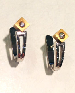 Pendientes de Oro bicolor con 1 brillante