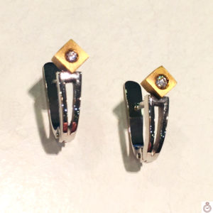 Pendientes de Oro bicolor con 1 brillante