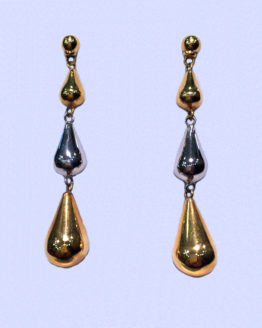 Pendientes de Oro bicolor largos tres gotas