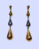 Pendientes de Oro bicolor largos tres gotas
