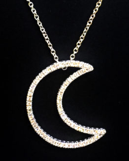 Gargantilla de Oro blanco con Luna de Diamantes