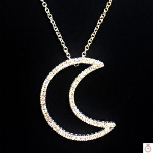 Gargantilla de Oro blanco con Luna de Diamantes