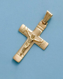 Cruz de oro amarillo con Cristo C-384
