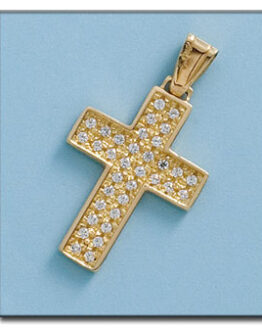 Cruz de oro amarillo con circonitas C-339