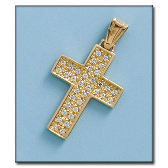 Cruz de oro amarillo con circonitas C-339