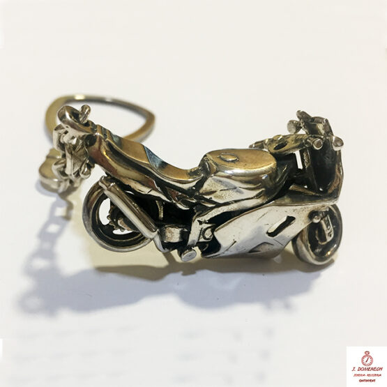 Llavero de plata moto de carreras - Imagen 2