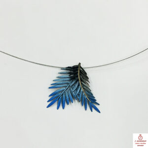 Colgante en Plata de Orfega con 2 hojas de palmera azul