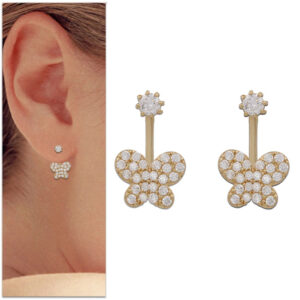 Pendientes Front&Back en oro amarillo P993