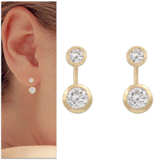 Pendientes Front&Back en oro amarillo P994