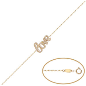 Pulsera en oro amarillo Love de circonitas PU1034