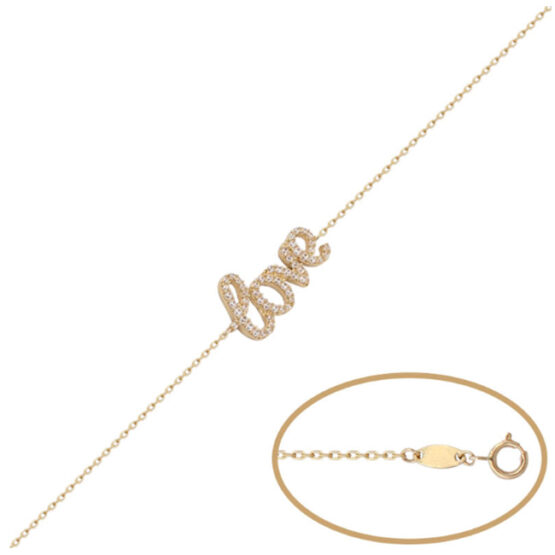 Pulsera en oro amarillo Love de circonitas PU1034