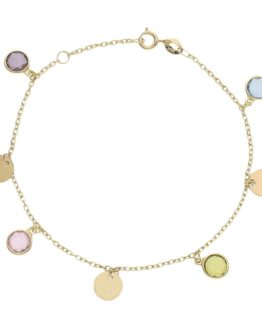 Pulsera en oro amarillo mini charms circulo + piedras PU1397