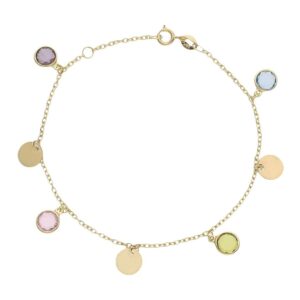 Pulsera en oro amarillo mini charms circulo + piedras PU1397