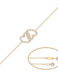 Pulsera en oro con 2 corazones de circonitas PU1039