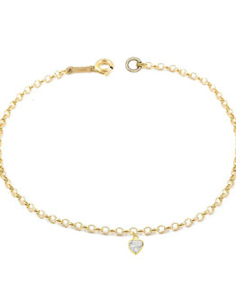 Tobillera en oro amarillo rolón con colgante de corazón Tobillera en oro amarillo rolón con colgante de corazón