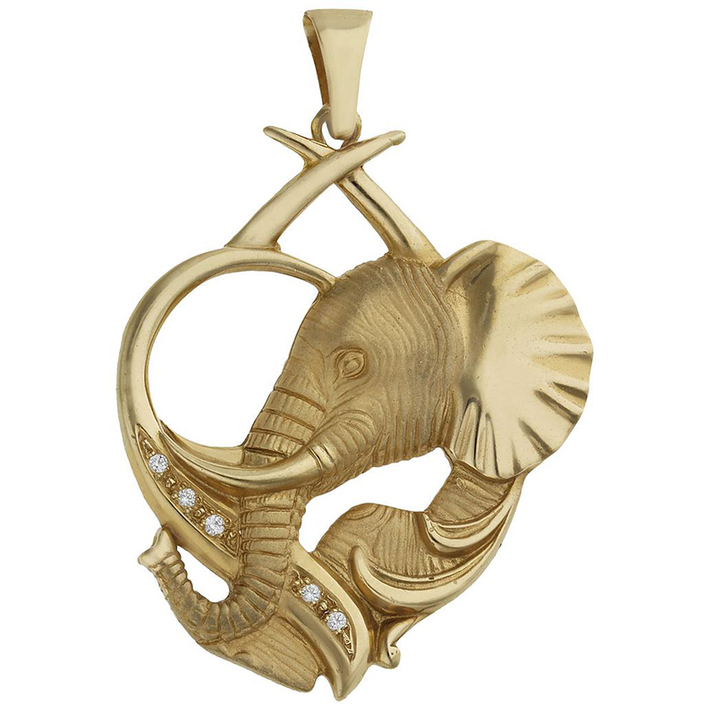 Colgante Elefante de la Suerte Oro Amarillo 18k 16 mm