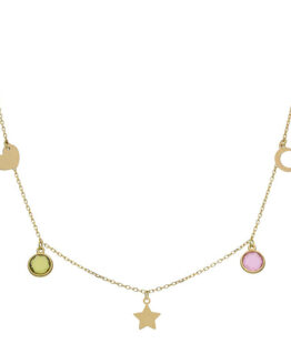 Gargantilla en oro amarillo con charms y piedras G966