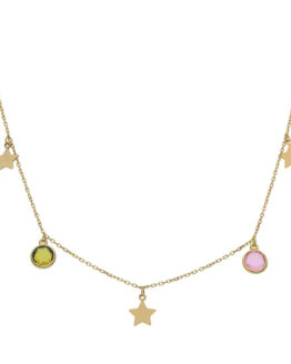 Gargantilla en oro amarillo con estrellas y piedras G961