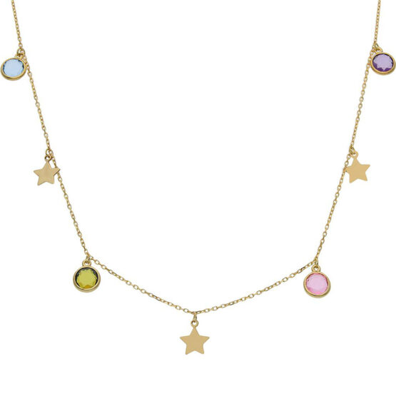 Gargantilla en oro amarillo con estrellas y piedras G961