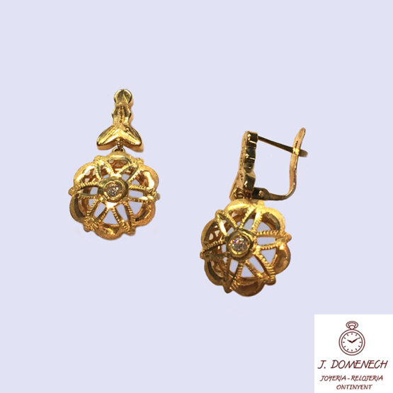 Pendientes roseta en oro de ley largos cubanas - Imagen 2