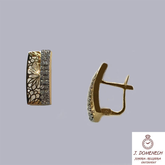 Pendientes de oro bicolor calados con circonitas - Imagen 2
