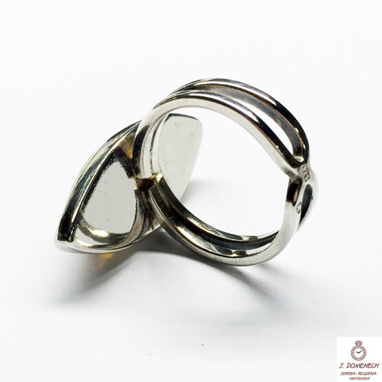 Sortija de plata con ámbar lanzadera - Imagen 4