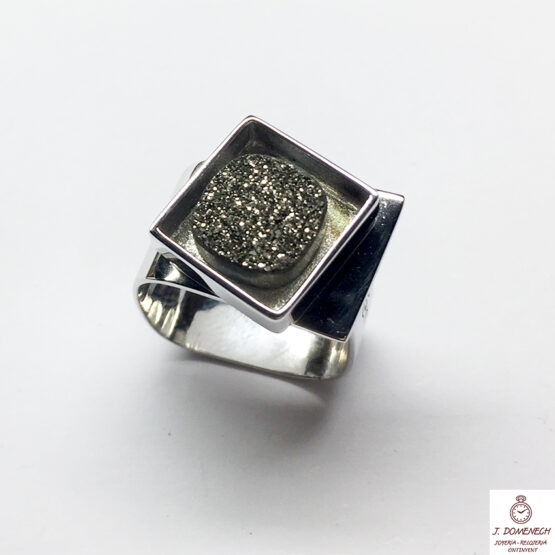Sortija de plata de Belén Bajo con drusa metalizada - Imagen 3