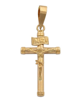Cruz de oro amarillo con Cristo hueca C101F