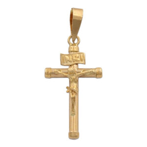 Cruz de oro amarillo con Cristo hueca C101F