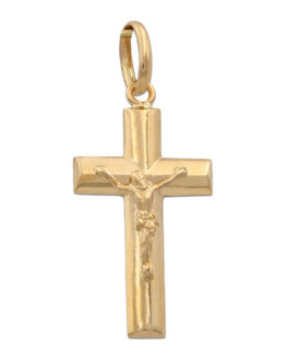 Cruz de oro amarillo con Cristo hueca C1043