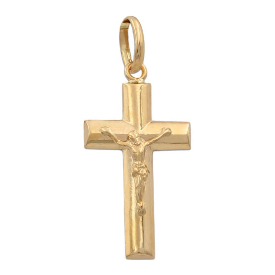 Cruz de oro amarillo con Cristo hueca C1043