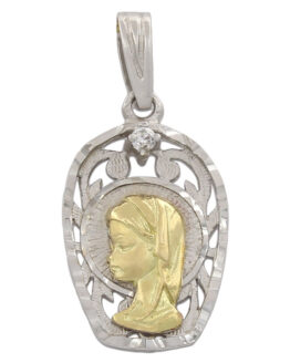 Medalla de oro bicolor Virgen Niña M339