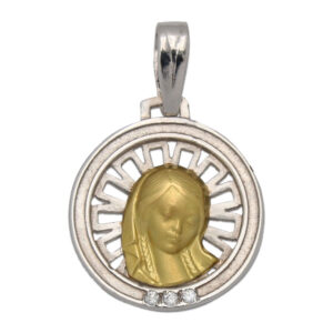 Medalla de oro bicolor Virgen Niña de comunión M377