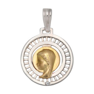 Medalla de oro bicolor Virgen Niña de comunión M388