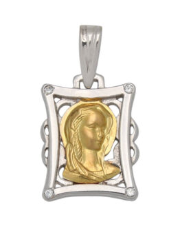 Medalla de oro bicolor Virgen Niña de comunión M389