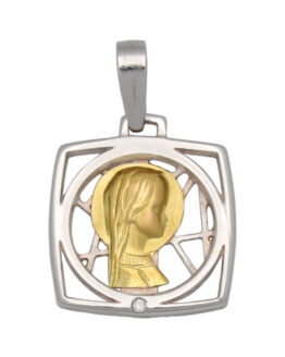 Medalla de oro bicolor Virgen Niña de comunión M395