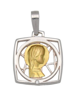 Medalla de oro bicolor Virgen Niña de comunión M395 Medalla de oro bicolor Virgen Niña de comunión M395