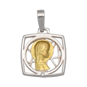 Medalla de oro bicolor Virgen Niña de comunión M395