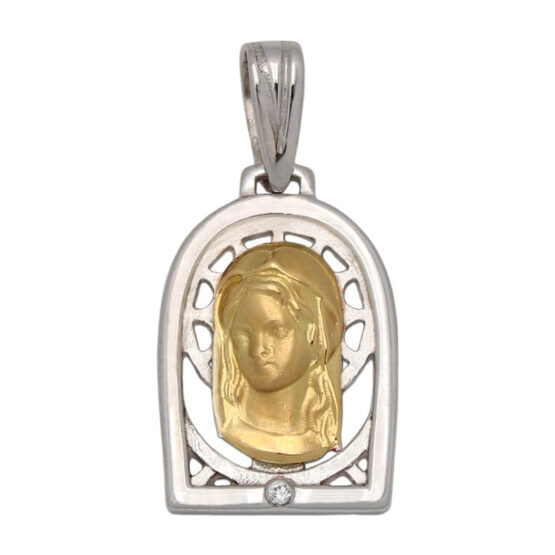 Medalla de oro bicolor Virgen Niña de comunión M398