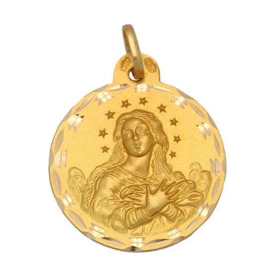 Medalla de oro amarillo de la Inmaculada 6510-1