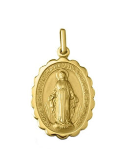 Medalla de oro amarillo de la Virgen Milagrosa 4011-1