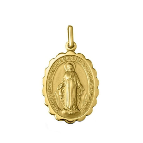 Medalla de oro amarillo de la Virgen Milagrosa 4011-1