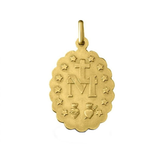 Medalla de oro amarillo de la Virgen Milagrosa 4011-1 - Imagen 2